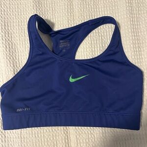 Nike Blue and Green Sports Bra with Racerback Design
